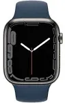 Apple Watch Series 7 (GPS + Cellular 45mm) Graphite Stainless Steel Case with Abyss Blue Sport Band (Renewed)