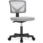 Home Office Chair Armless Mesh Computer Chair Lumbar Support Rolling Swivel Gray