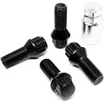 Set of 4 Veritek 14x1.25mm Black Wheel Bolt Locks 28mm Shank Length Conical Seat for BMW Mini Factory OEM or Aftermarket Wheels