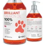 Brilliant Salmon Oil for Dogs (40Oz) | Omega 3 Fish Oil Liquid Supplement with DHA, EPA Fatty Acids | Supports Skin and Coat, Immune System & Joint Function |