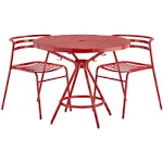 Safco CoGo Steel Outdoor/Indoor Table, Round, 36"W, Red