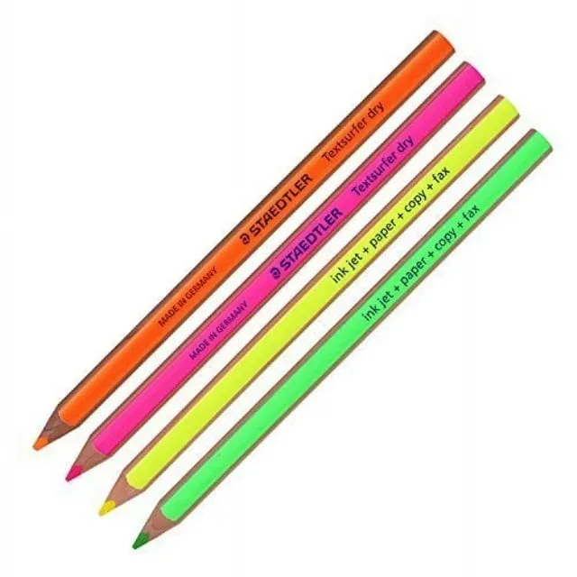 Staedtler Textsurfer Dry Highlighter Pencil 128 64 Drawing for Writing Sketching Inkjet,paper,copy,fax (Pack of 12 Yellow)
