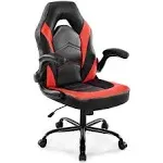 DUMOS Ergonomic Computer Gaming Chair - Video Gamer with PU Leather Lumbar Support, Home Office Desk with Flip-Up Armrest, Height Adjustable with Whe