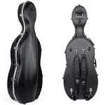 Crossrock 4/4 and 3/4 Size ABS Molded Cello Case with Wheels in Black(CRA862CEFBK)