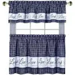 Achim Live Love Laugh Window Curtain Tier Pair and Valance Set Navy