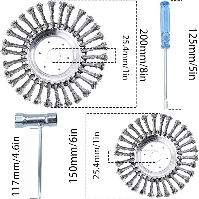 PLAXNS 8 inch Rotary Steel Wire Brush Cutter Trimmer Head Weed Blade Cutter with ...