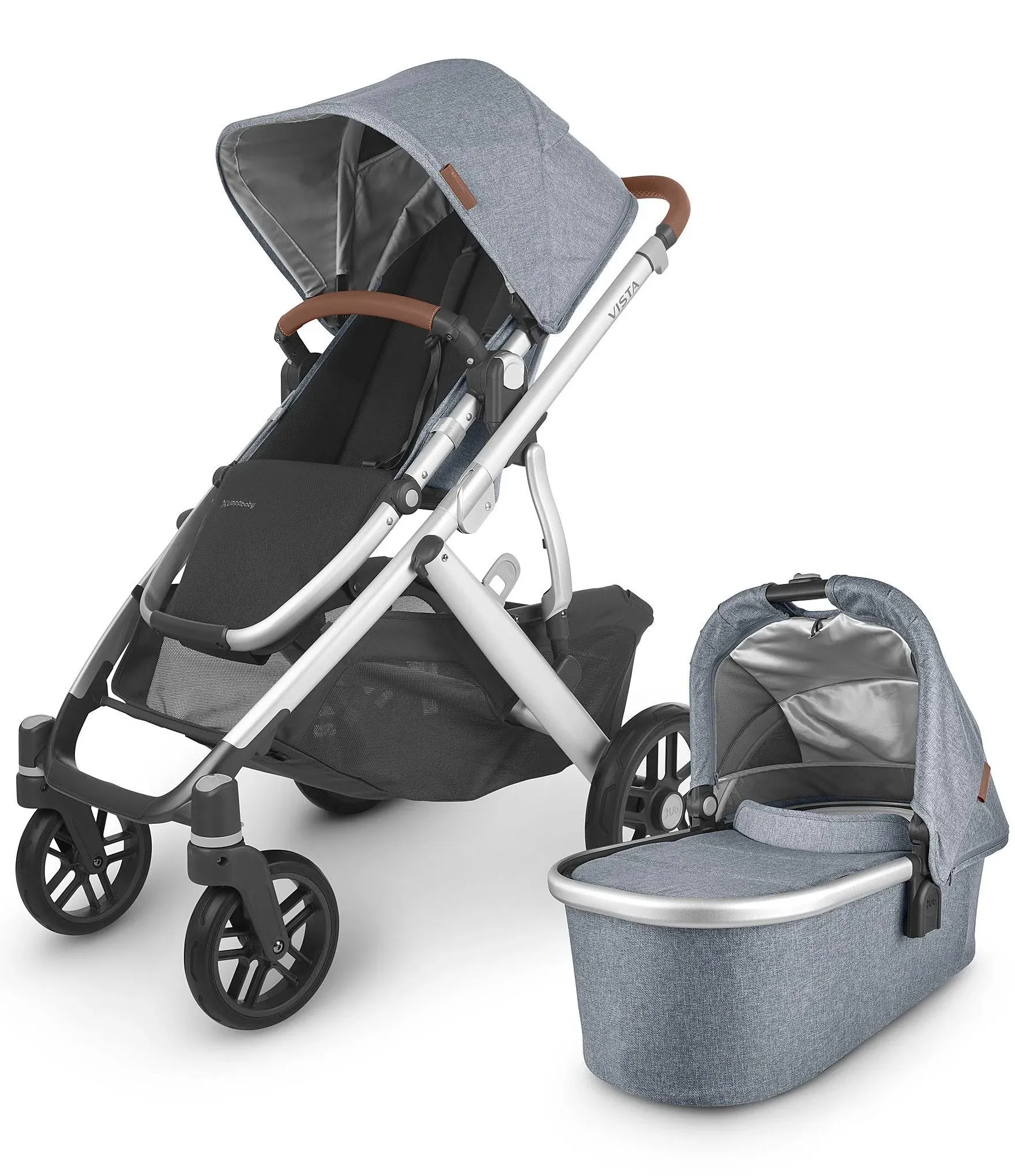 UPPAbaby VISTA V2 Stroller - BRYCE (white marl/silver/chestnut leather)