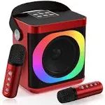 Karaoke Machine with 2 Wireless Microphones,XIZJ 2024 New Portable Karaoke Machine for Adults/Kids,Bluetooth Karaoke Speaker with PA System,LED Disco Lights,Supports TF Card/USB,AUX in for Party