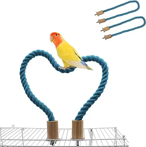 2 Pack Bird Rope Perch Bird Rope Swing Perch Bird Cage Stand Pole Accessories...