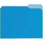 Universal Colored File Folders 1/3 Cut One-Ply Top Tab Letter Blue/Light Blue 100/Box