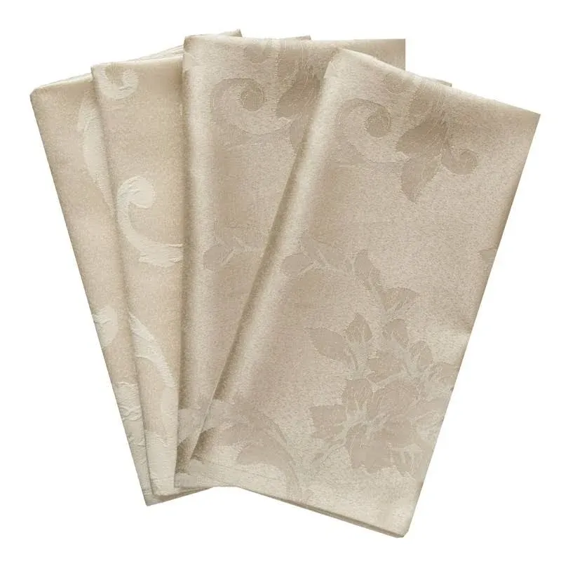 Harmony Scroll Woven Damask Fabric Set Of 4 Napkins Everyday Parties Special Occ