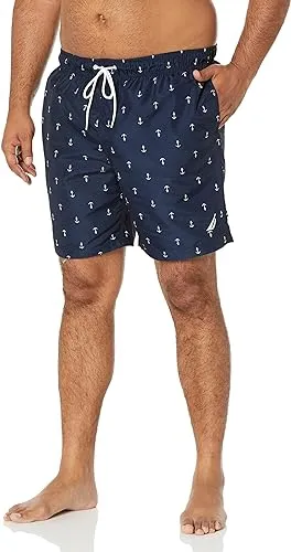 Nautica Men's Quick-Dry Anchor-Print 8" Swim Trunks - Navy