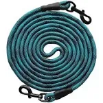 BTINESFUL Tie-Out Check Cord Long Rope Dog Leash, 8ft 12ft 20ft 30ft 50ft Recall Training Lead Leash- Great for Large Medium Small Dogs Training, Playing, Camping, or Backyard (50ft, Blue Black)