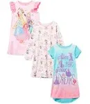 Disney Girls&#039; Princess 3-Pack Nightgown, GIRLS RULE 2, 6 Multi