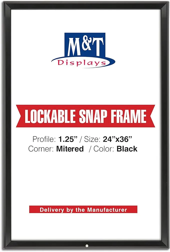 MT Displays Lockable Snap Picture Frame Color: Black, Size: 24" x 36"