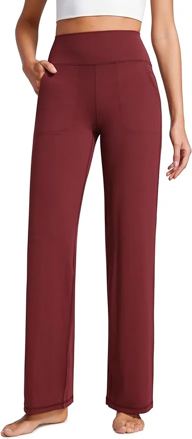 CRZ Yoga Women's Butterluxe High Rise Wide Leg Pants with Pockets 31'' Magenta ...