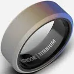 The Ridge Burnt Titanium Beveled Ring Set, 8, Burnt Titanium/Titanium