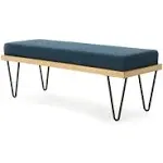 Elaina Industrial Modern Dark Charcoal Fabric Bench