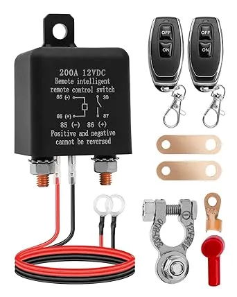 12V 200A Remote Battery Disconnect Switch, Battery Kill Switch for Car Truck Boat RV Auto, Anti Theft Battery Cut Shut Off Switch with 2 Wireless Remote Control