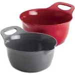 Rachael Ray Tools and Gadgets Nesting Mixing Bowl 2 Piece Set - Gray/Red - 2 Qt.