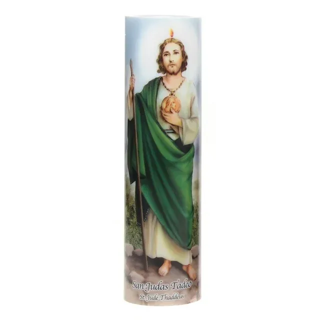 St. Jude Flameless LED Devotional Prayer Candle with Automatic Timer