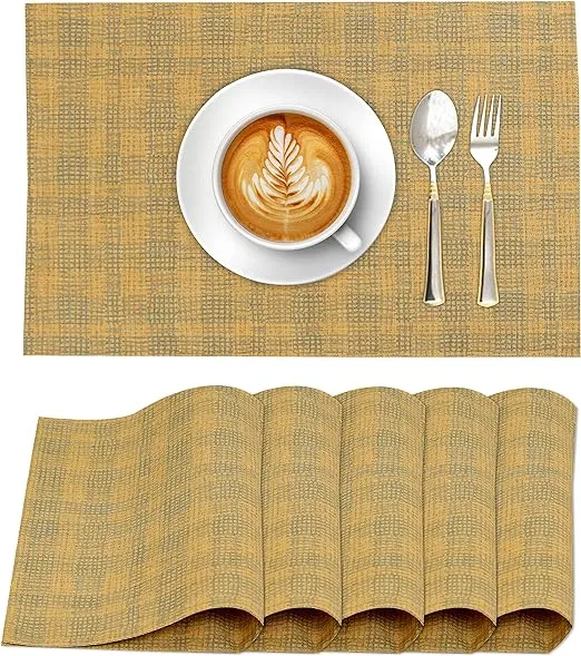 Ruvanti Placemats 100% Cotton 13x19 Inch, Dining Table Placemats Set of 6, Modern Place Mats for Dining Table Decor, Kitchen & Table Linens, Coffee Mat for Christmas Dinners - Wet Net