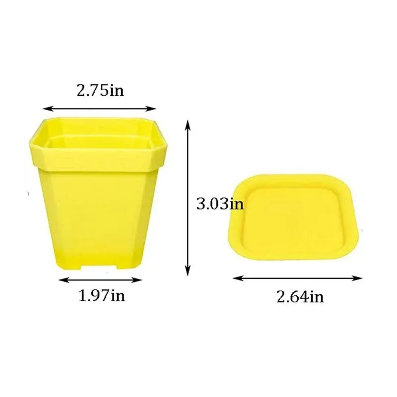 24 Pack 3 Inch Plastic Square Plant Pots for Garden Room Balcony Decor