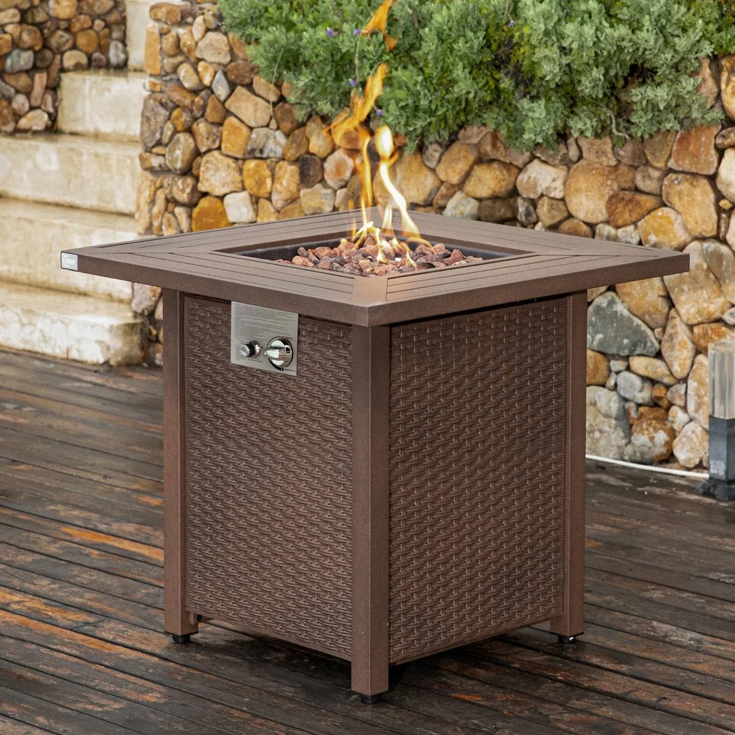 COSIEST 40,000 BTU Outdoor 28-inch Square Metal Fire Table