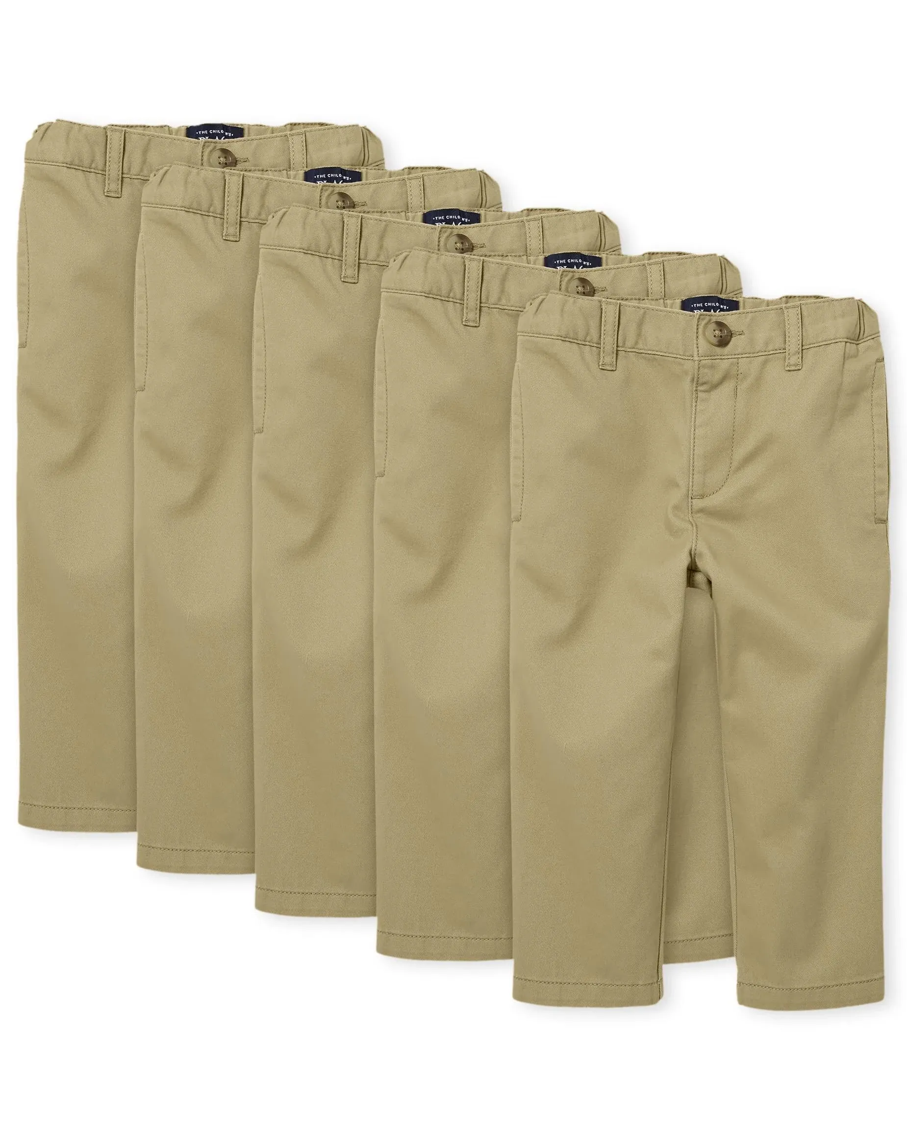 Baby And Toddler Boys Uniform Stretch Straight Chino Pants 5-Pack - Flax