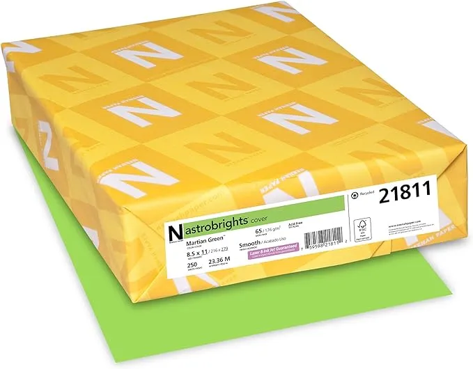 Neenah Paper Paper 8.5 x 11 65lb. lb. Cover Martian Green 2000/Carton 21811w