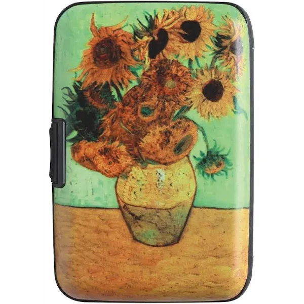 Vase With Twelve Sunflowers" Van Gogh Armored Credit Card RFID Block Wallet Cash Holder