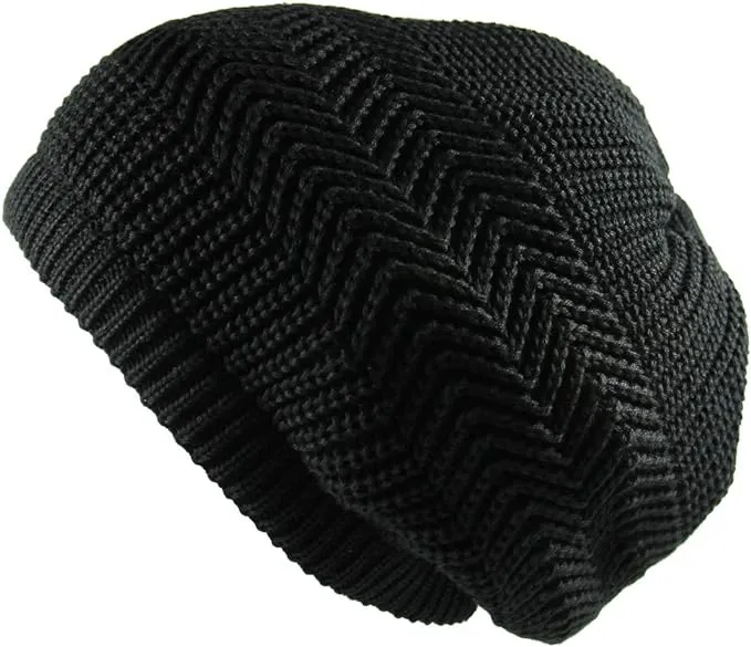 RW Knitted Slochy Cotton Classic Rasta Beanie (Black)