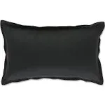 12"x20" Oversize Indoor Velvet Flange Lumbar Throw Pillow Black - Pillow Perfect