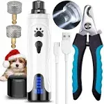 YABIFE Dog Nail Grinder, Dog Nail Trimmers and Clippers Kit, Super Quiet, for Small Large Dogs Cats Toenail Claw Grooming, 3 Speeds, 1 Extra