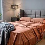 LUXOME Luxury Sheet Set | 100% Viscose from Bamboo | King Size - Terracotta | Deep Pockets | 4-Piece Set (Fitted, Flat, 2 Pillowcases)LUXOME Luxury Sheet Set | 100% Viscose from Bamboo | King Size - Terracotta | Deep Pockets | 4-Piece Set (Fitted, Flat, 