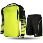 Kelme Men Goalkeeper Padded Jersey and Shorts,Youth Soccer Goalie Shirts and Pants,Adult Long Sleeve Keeper Uniform Kit