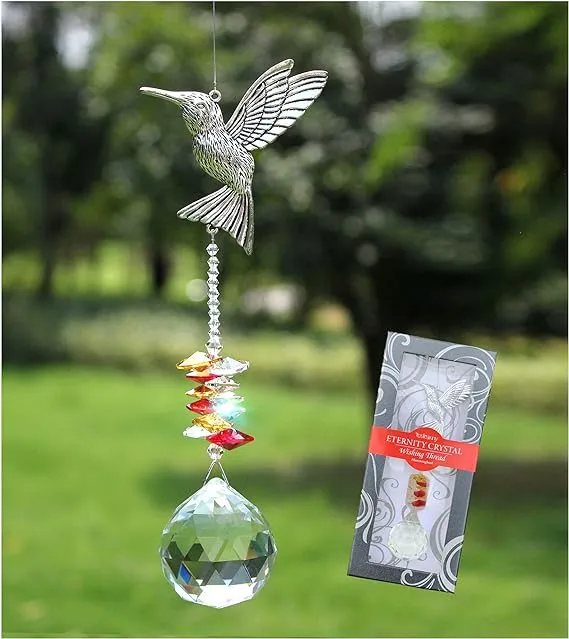 Rosleanny Crystal Garden Suncatcher Hanging Crystals Ornament for Window Rainbow Maker Prisms Home Decor Gift Boxed Sun