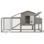 Petscosset 78.7 inch Chicken Coop with Run Large Wooden Chicken House with Wheels