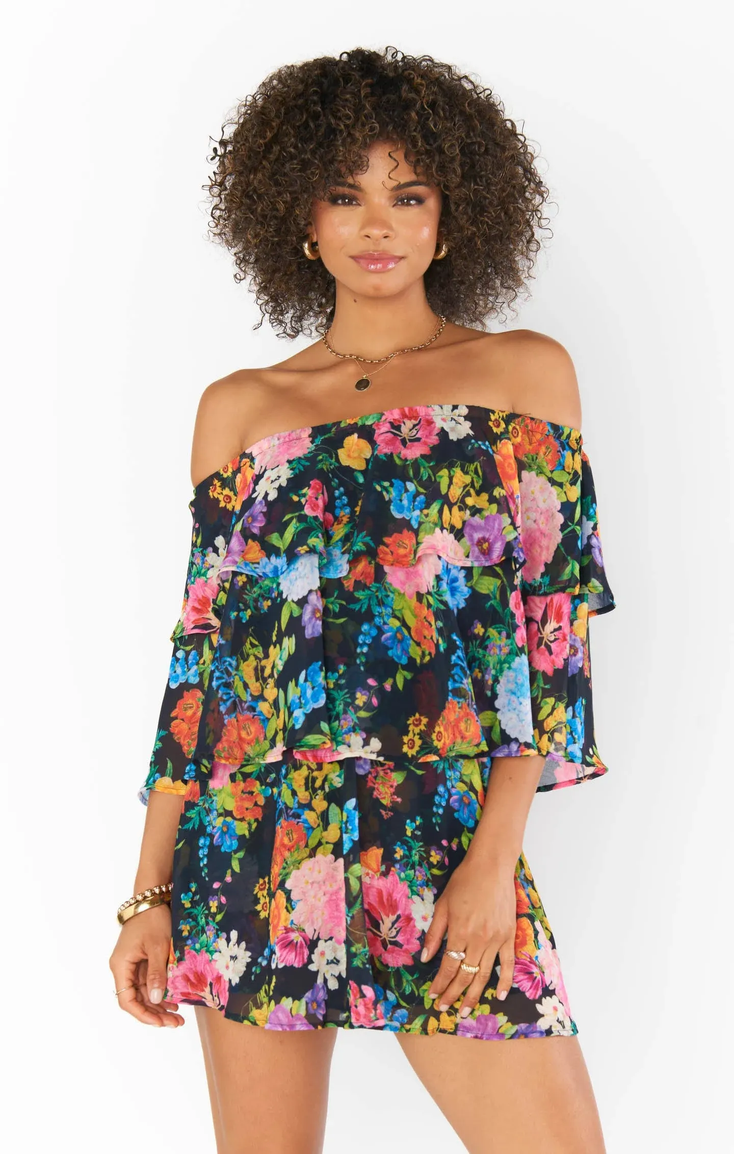 Show Me Your Mumu Triple Decker Romper Midnight Botanical Floral