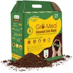 Gro-Med Compressed Organic Soil Coconut Coco Coir Block 10lb with NPK Potting Soil for Plants 20 Gal