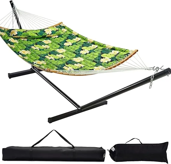 Zupapa 12 Feet Steel Stand with Rope Spreader Bars Hammock Combo 450lbs Capacity ...