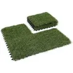 Golden Moon Artificial Grass Turf Tile Interlocking Self-Draining Mat, 1x1 ft, 6