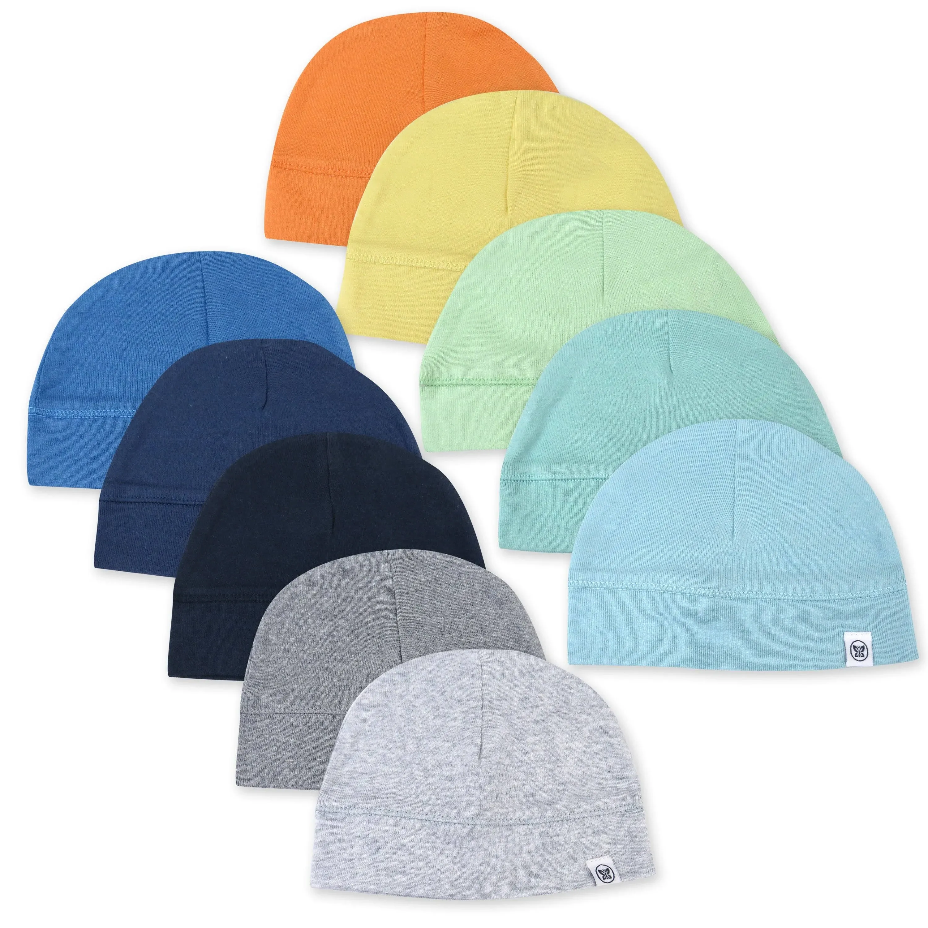 HonestBaby Organic Cotton Reversible Beanie Hats (10-Pack)