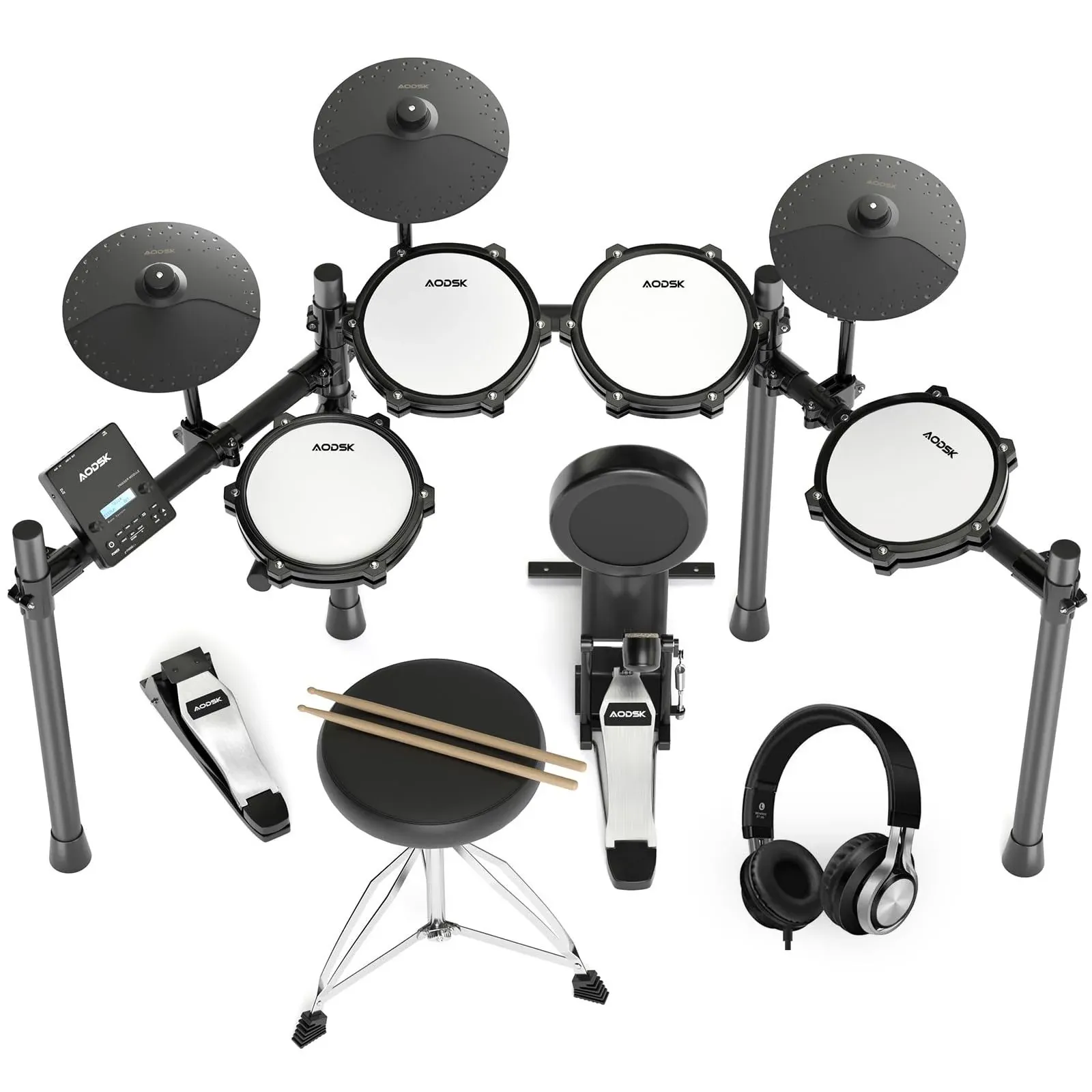 Electric Drum Set,Electronic Drum Kit for Adults with 455 Sounds,Mesh Drum Pa...