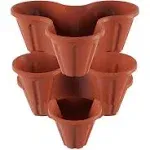 Pure Garden Stackable Planters - Set of 3 Easy Fill Garden or Flower Bed Planter