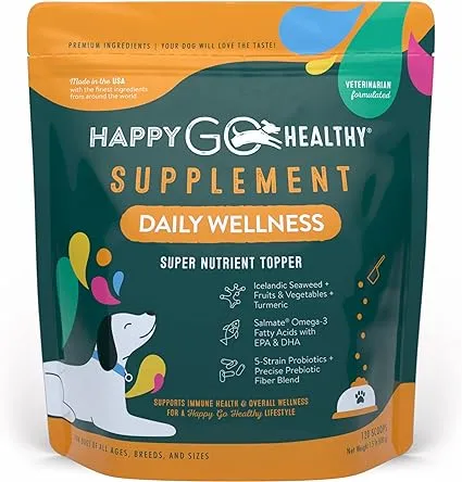 Daily Wellness Supplements for Dogs | Probiotic & Prebiotic Benefits with Fish Oil & Seaweed to Keep Your Dog Beaming All Day Long | All Breeds and Sizes | 120 Count