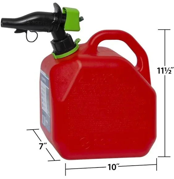 Scepter FR1G252 Fuel Container with Spill Proof Smart Control Spout with Bonus Funnel, Red Gas Can, 2 Gallon