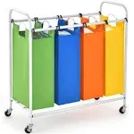 Giantex 4-Section Laundry Sorter, 136L Large Capacity Laundry Hamper with 4-Color Removable Laundry Baskets