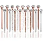 PASISIBICK 16 Pcs Big Diamond Pens-Bling Wedding Crystal Metal Ballpoint Pens with Black Ink (4 Mixed Colors)