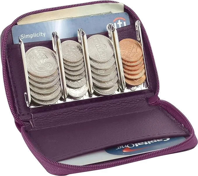 My Charity Boxes Leather looking Wallet with Metal Coin Sorter Trusty Coin Pouch Pocket Purse Or Car For Quick Change(brown)